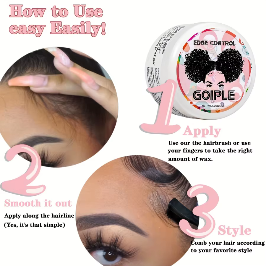 GOIPLE 3 saveurs fruitées 30g ensemble de Gel de contrôle des bords fixation des cheveux cassés lisse Anti-frisottis