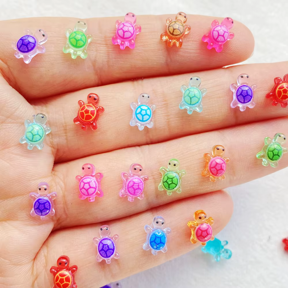 100 pièces mignon résine dessin animé petite tortue Nail Art