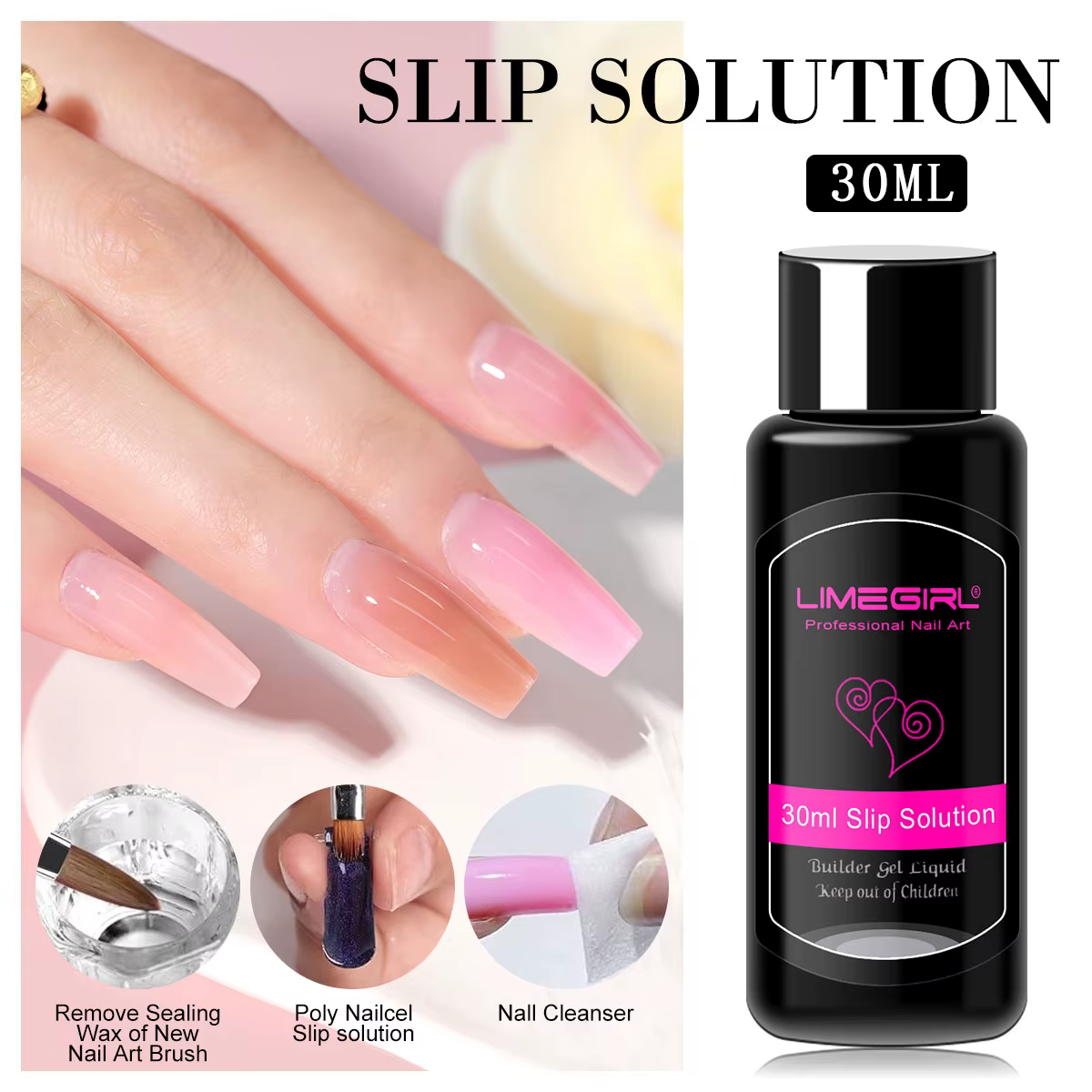 LIMEGIRL 30ML Gel à Expansion rapide polissage Solution antidérapante Gel Semi-Permanent Transparent acrylique liquide Nail Art Extension Gel