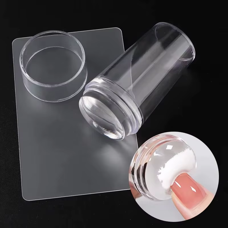 Kit de tamponnage transparent pour ongles avec racloir