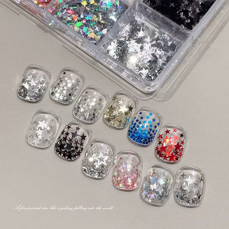 Paillettes pour nail art mélangées en forme d'étoiles