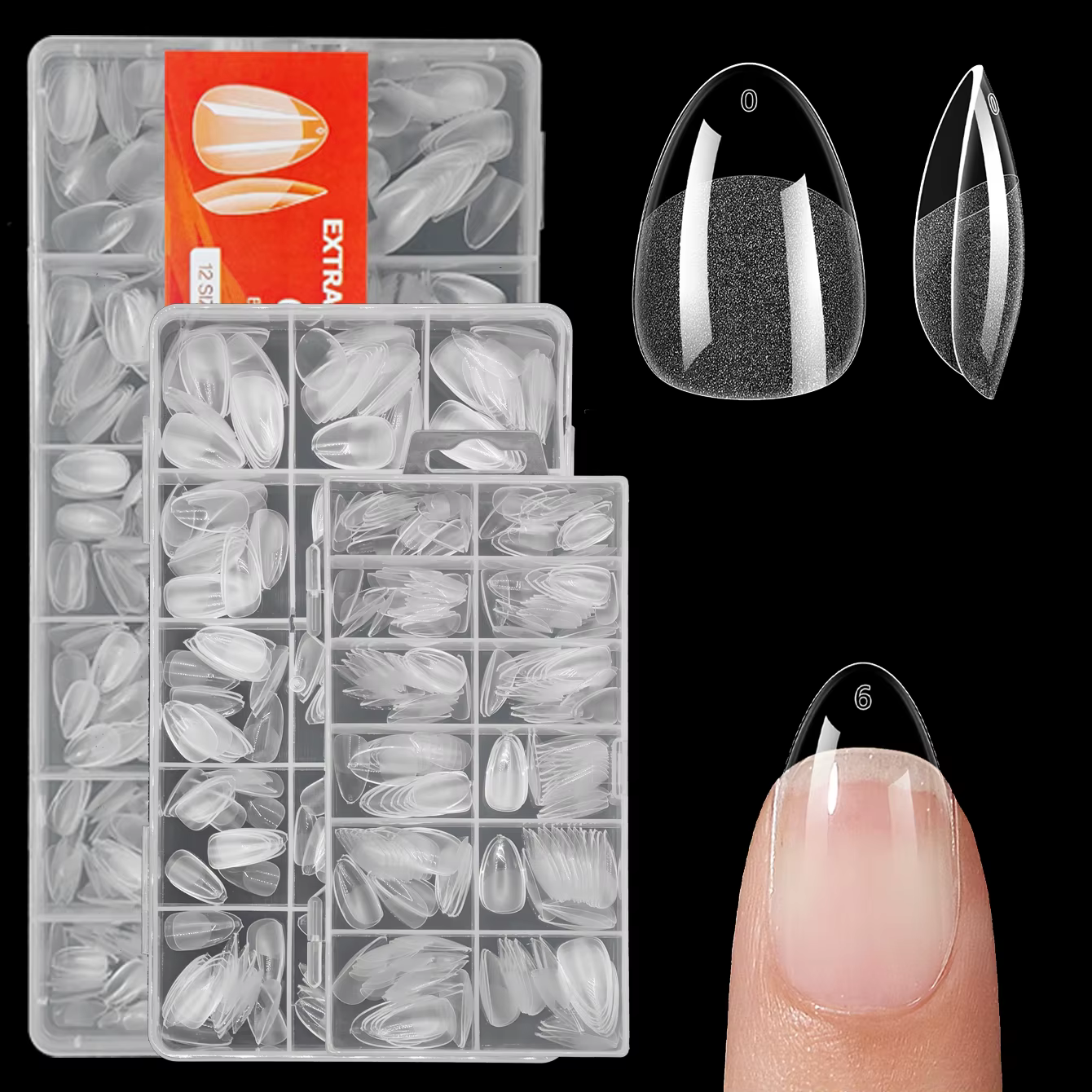 240/330/600 pièces pointes d'ongles en amande ultra-courtes-gel doux