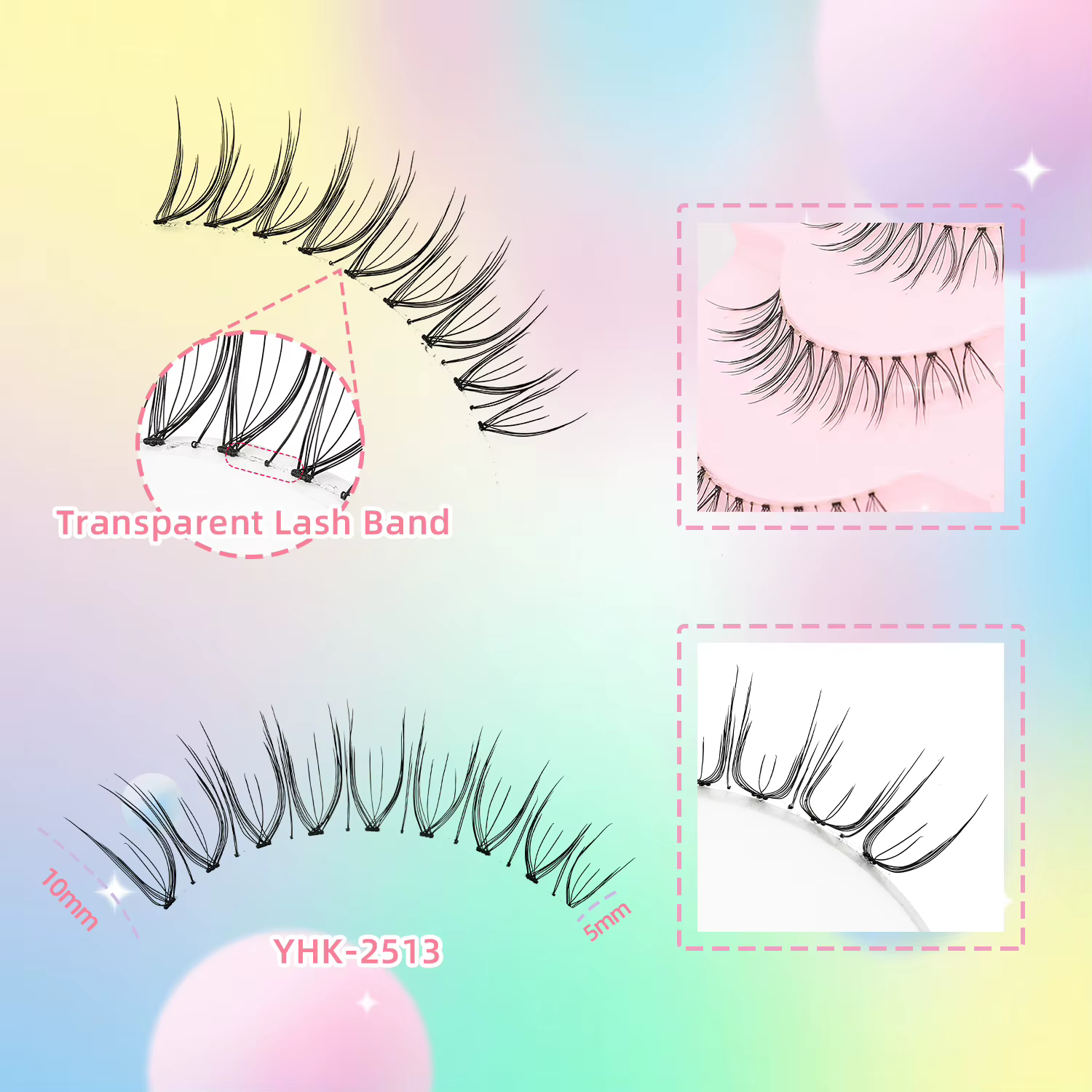 14 paires de faux cils naturels en forme de U