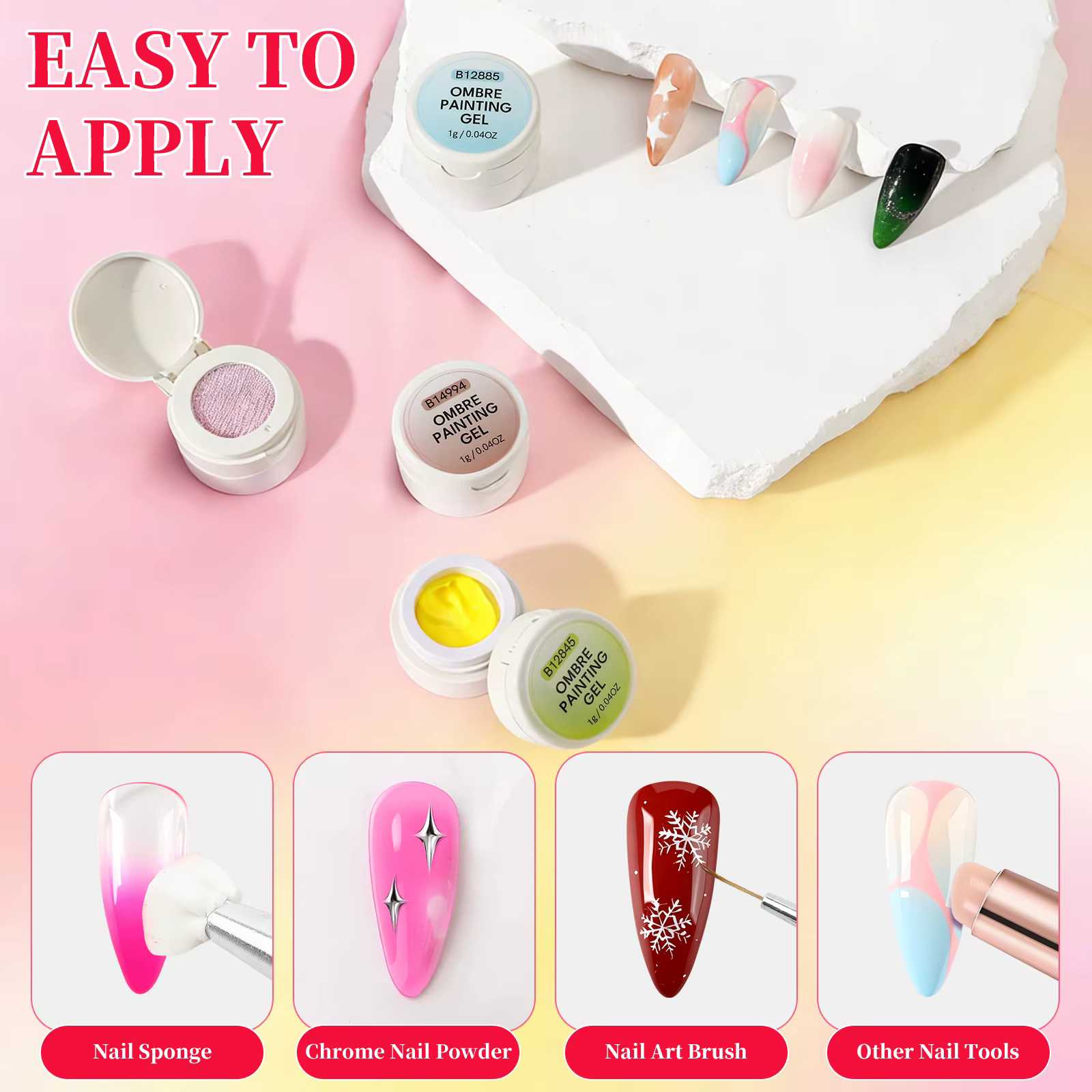 Gel à ongles coussiné, gel UV pour ongles à dégradé blush