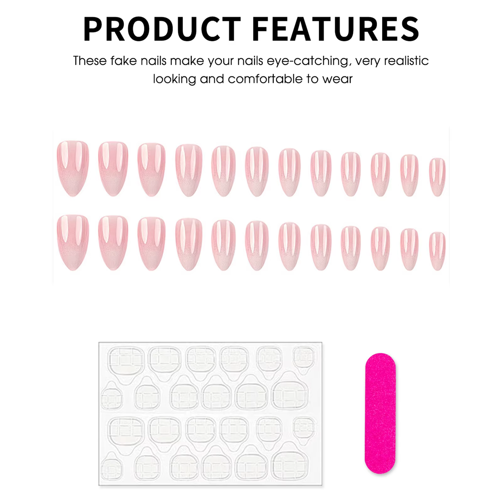 Faux ongles en amande dégradée blanche