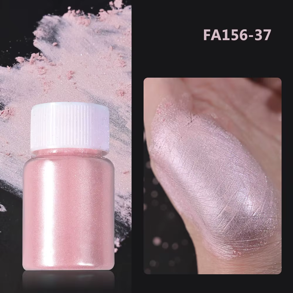 1 boîte de poudre à ongles en perles chromées rose cerise