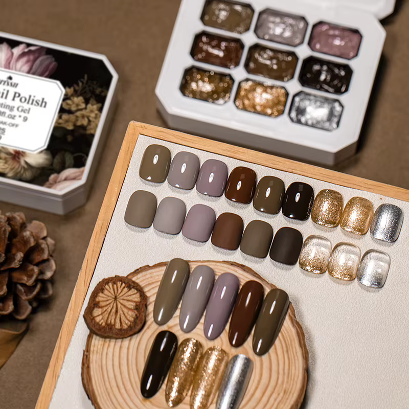 9 couleurs chaud hiver tapotement peinture Gel vernis à ongles effet paillettes tremper Gel
