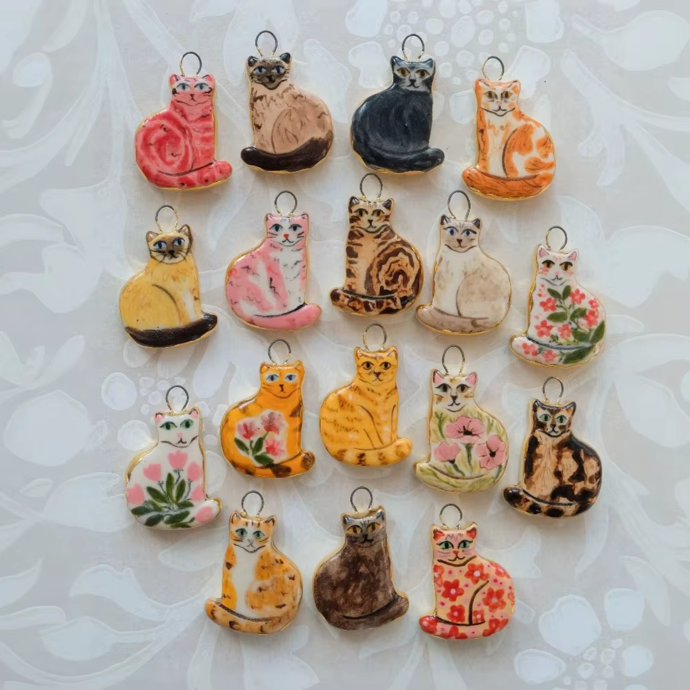 Nouveau Collier DIY Tendance avec Pendentif Chat de Dessin Animé pour Femmes et Filles, Accessoire de Peinture, Cadeau DIY