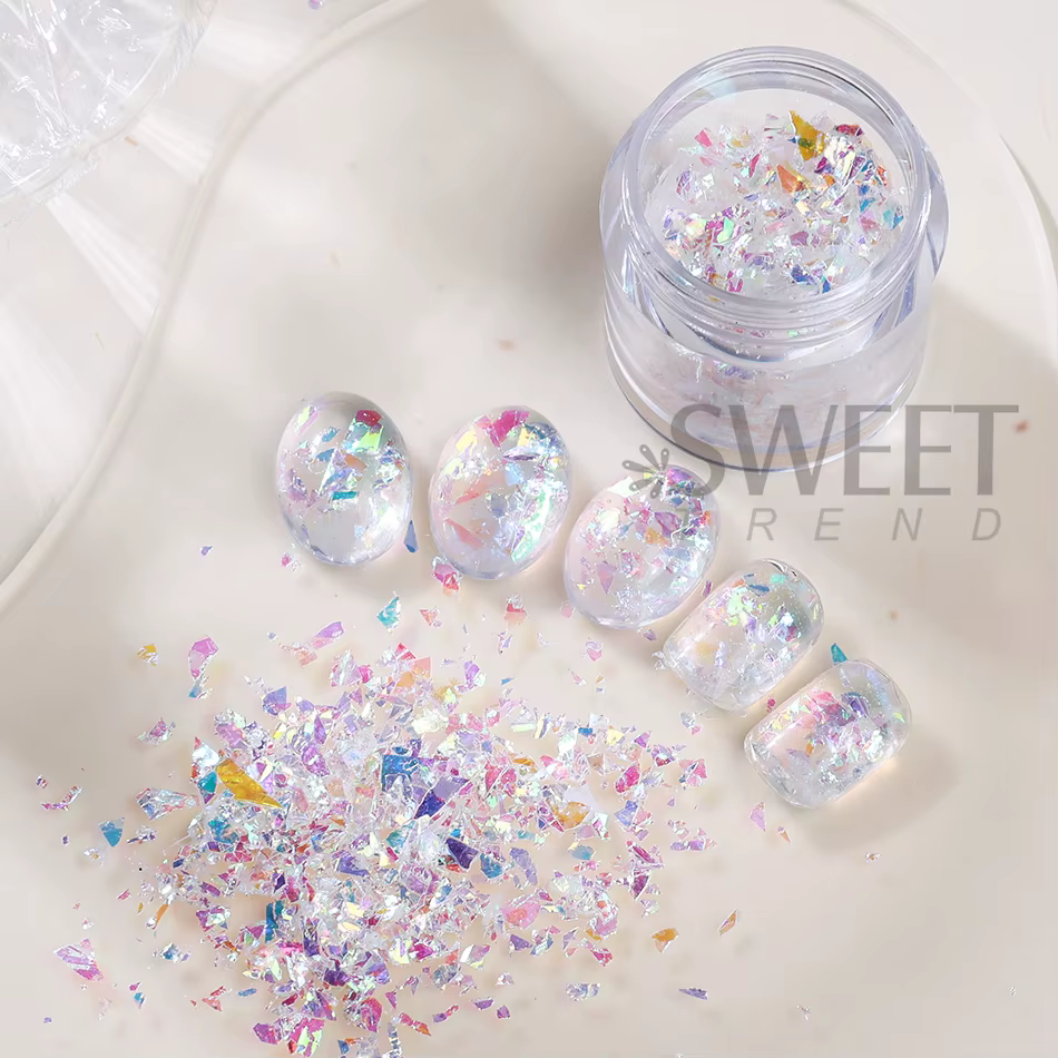 2 bouteilles de paillettes irisées pour ongles