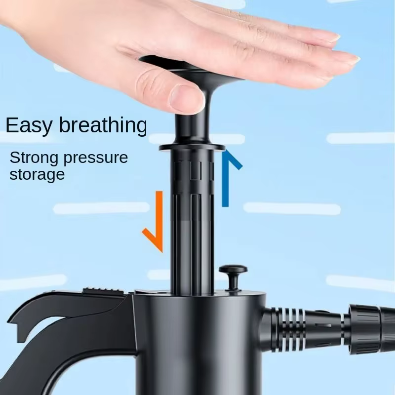 Canon à mousse pneumatique manuel 2L avec pompe manuelle et 3 buses, flacon pulvérisateur pour lavage de voiture et nettoyage des surfaces vitrées