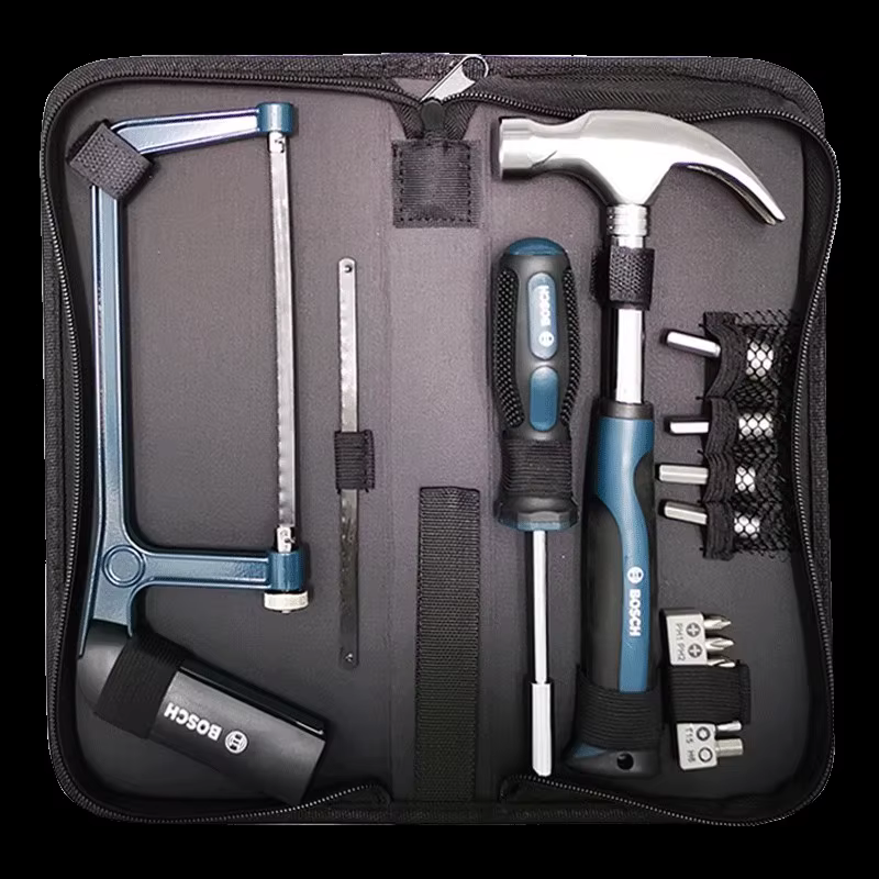 Bosch-Marteau ménager multifonctionnel, ensemble d'outils de scie à main, jeu de tournevis, douille à embout, accessoires d'outils Bosch, 15 pièces
