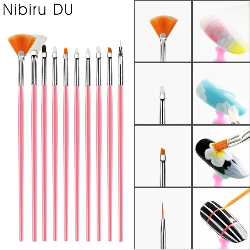 Ensemble de 15 pinceaux roses pour nail art