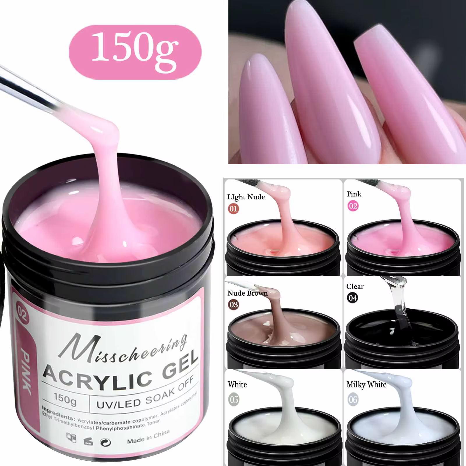 1 pot 100/150g Poly Gel pour ongles UV LED durci constructeur Gel