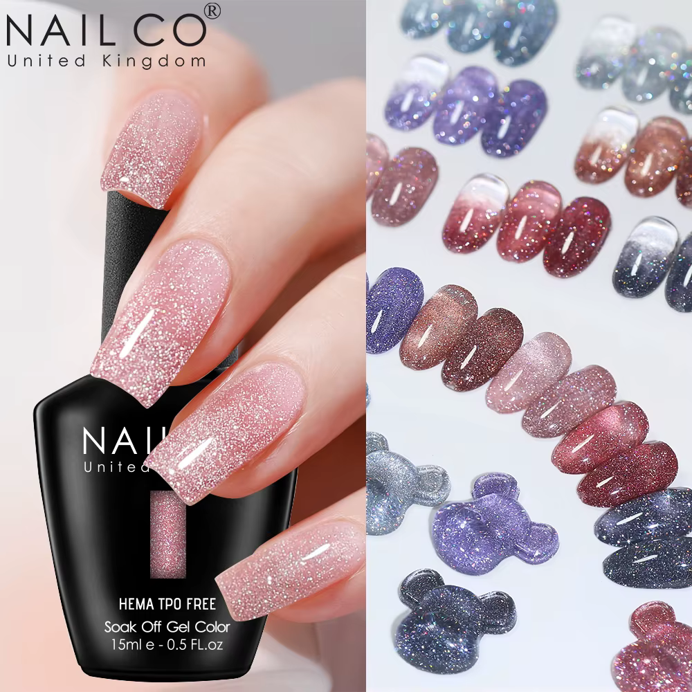 NAILCO 15ml paillettes Gel Vernis à ongles effet Elashy foncé