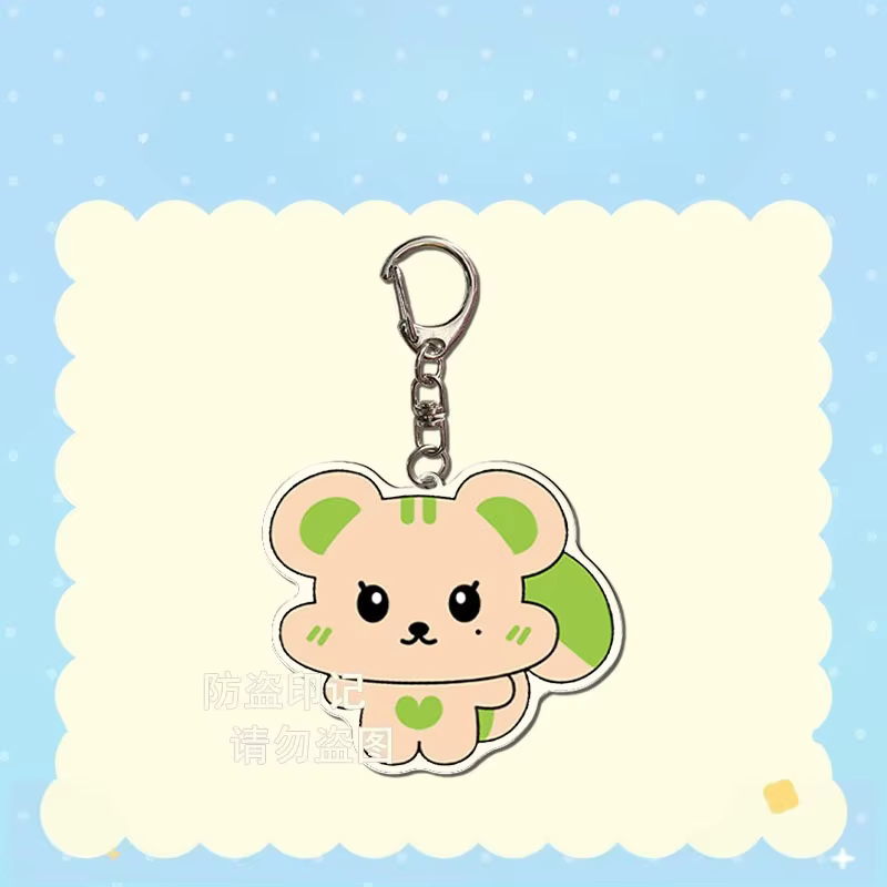 Ensemble de porte-clés en acrylique avec animaux de dessin animé mignons : Hamster, Tigre, Chat, Lapin, Chien. Accessoires de sac Kawaii, Pendentif Album LIKE YOU BETTER.
