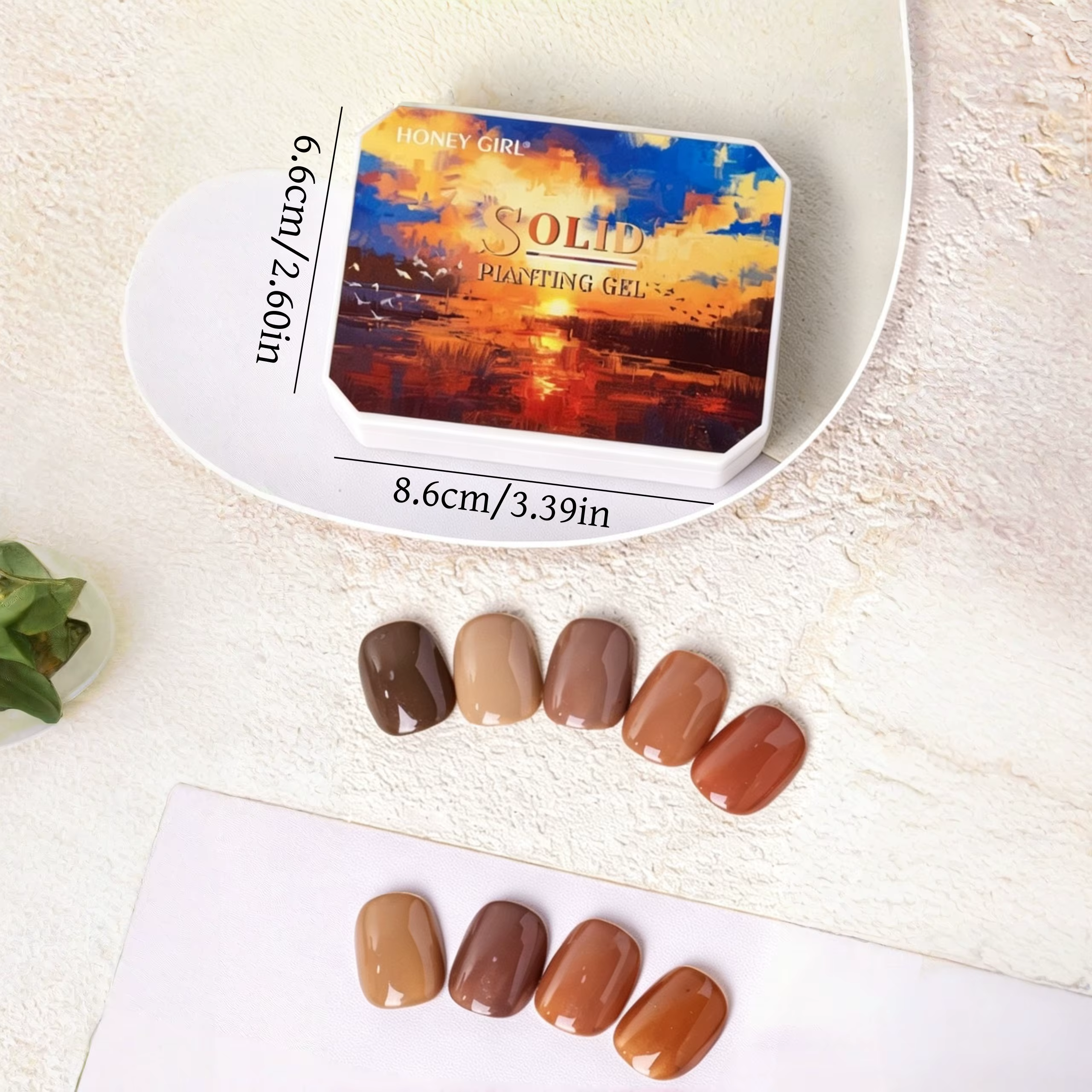 Palette de 9 teintes de gel crème solide rétro marron caramel