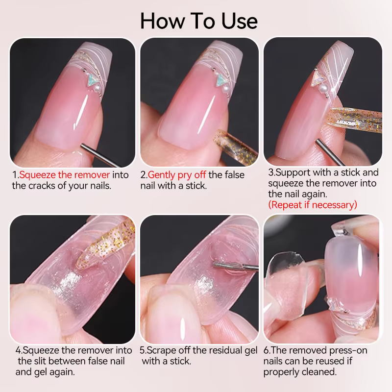 Colle à ongles 15ML pour presser sur dissolvant de vernis