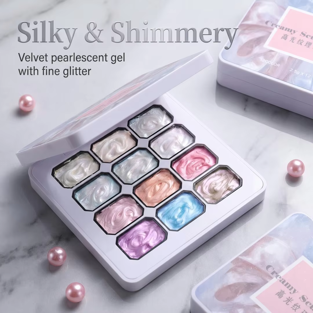 Vernis à ongles gel texturé haute brillance 12 couleurs