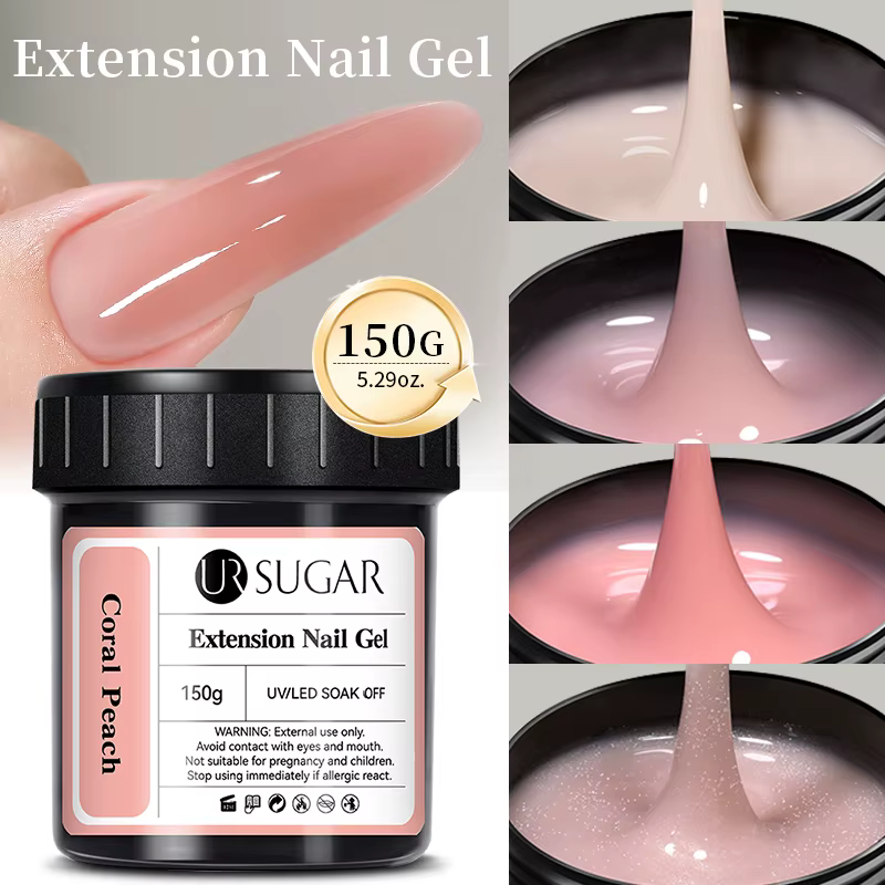 UR SUGAR 150g Gel de construction rapide rose doux 6 en 1 Acrygel pour extension d'ongles auto-nivelant