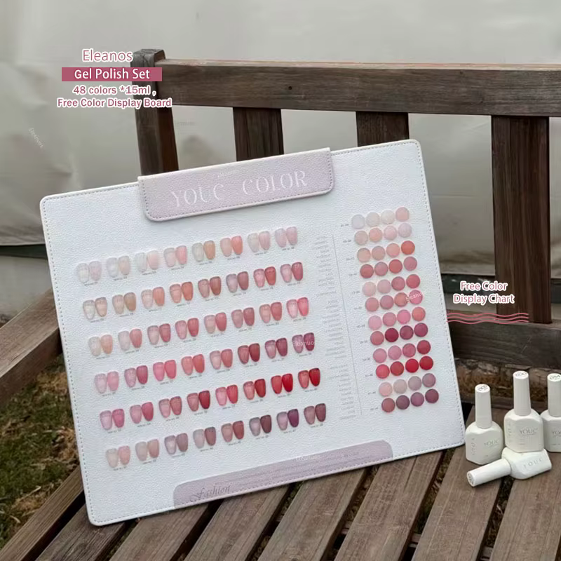 Eleanos Gelée Rose Nude Printanière 48 pièces Vernis à Ongles Translucide Gel Lacté Sirop Avec Nuancier Manucure 15ML