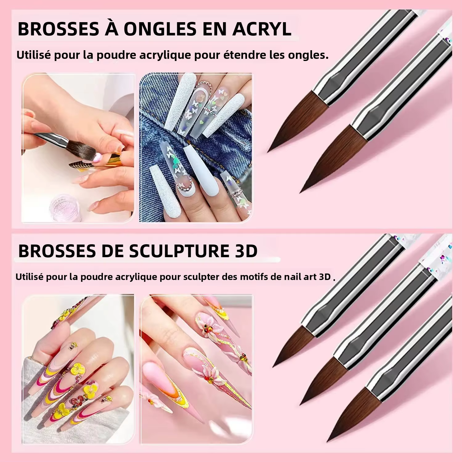 Kit de pinceaux pour nail art pour peinture sur ongles
