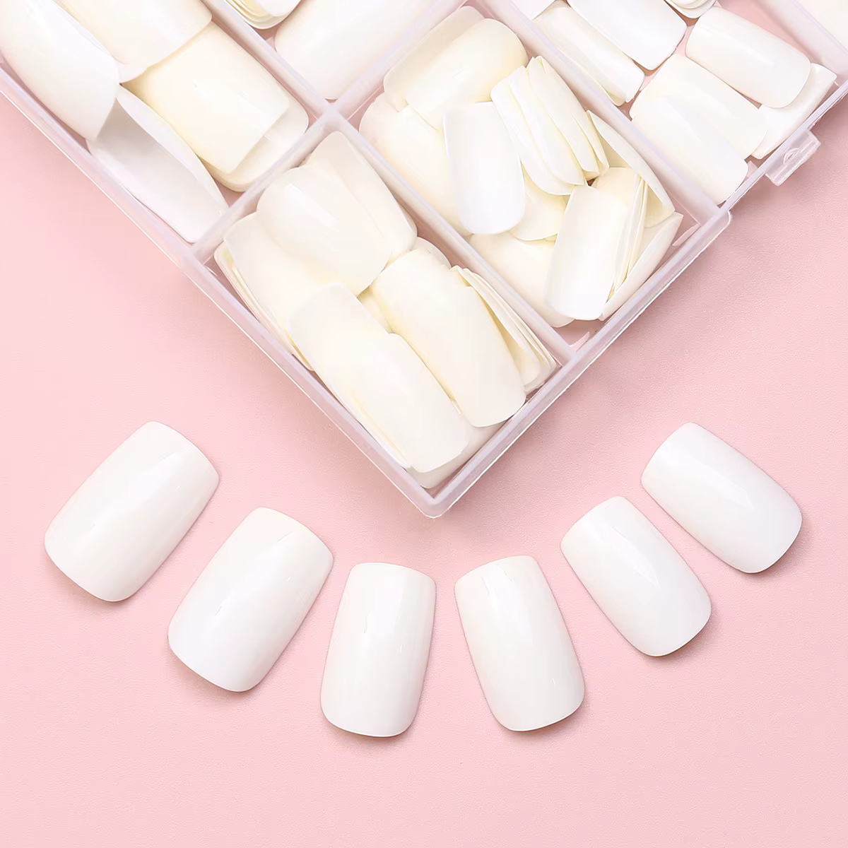 120 pièces/boîte blanc pur presse sur ongles 10 tailles court carré couverture complète faux