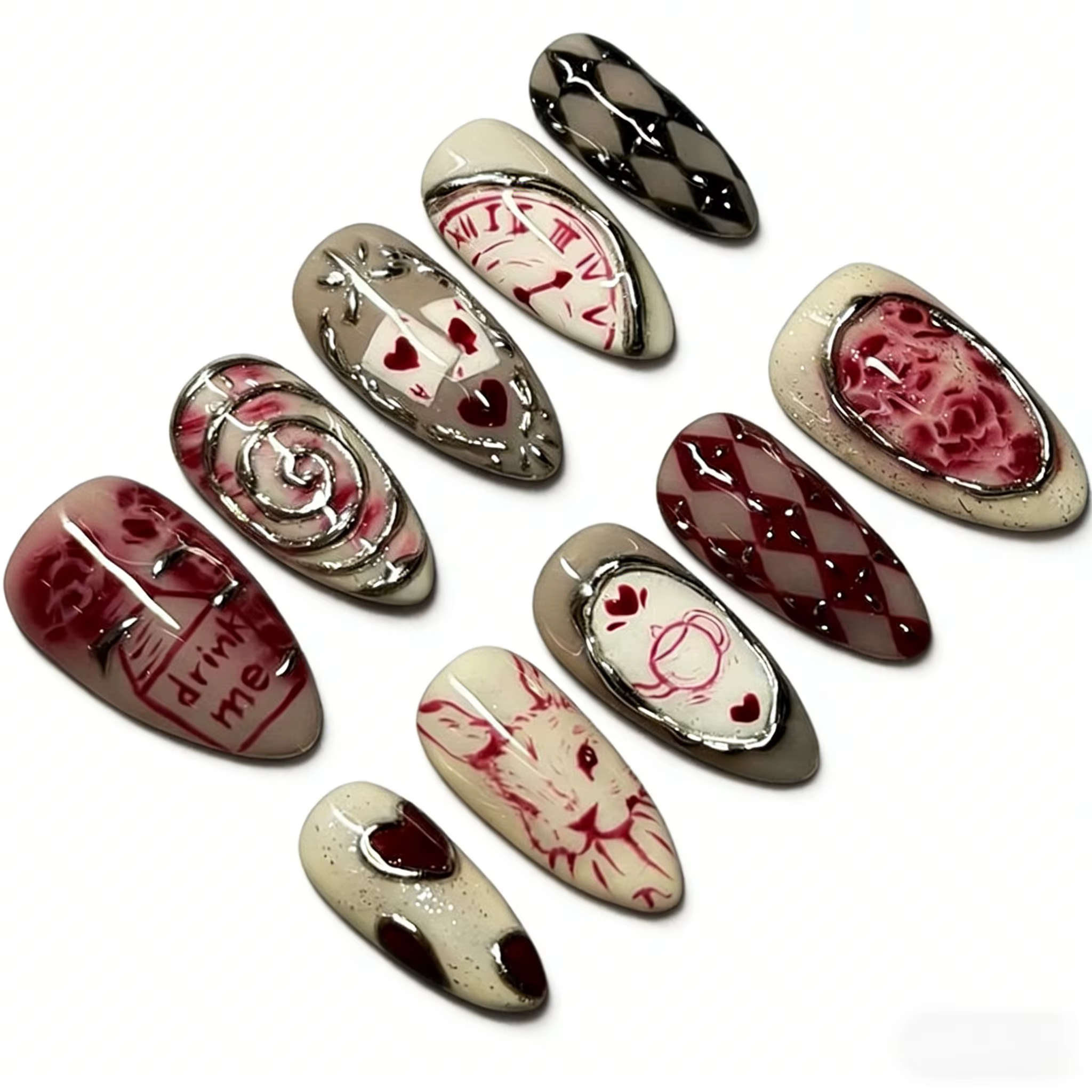 24 faux ongles gothiques Dark Fairy