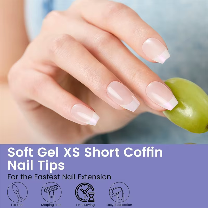Pointes d'ongles ultra-courtes en forme de cercueil : 120 pièces