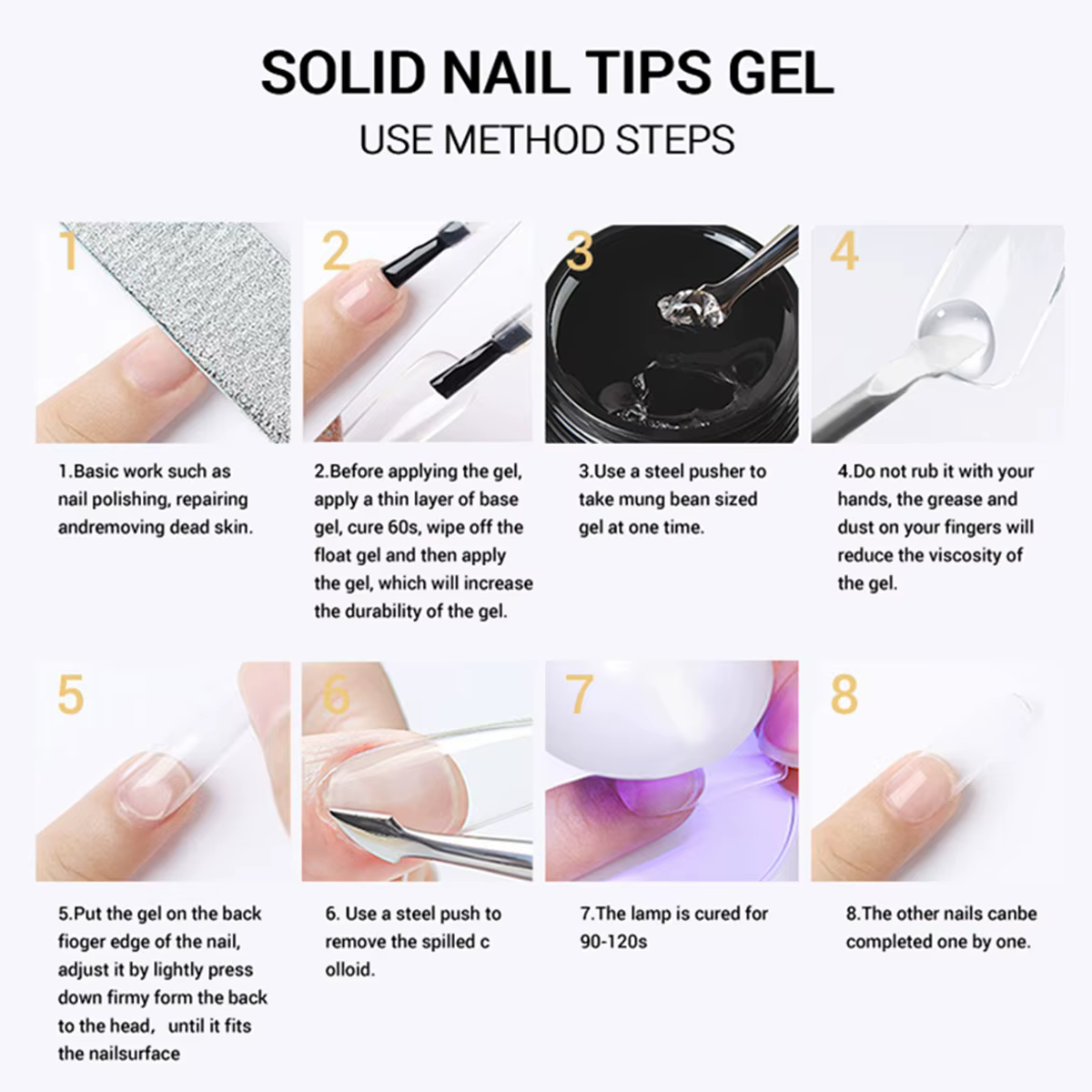 Gel pour pointes d'ongles solides