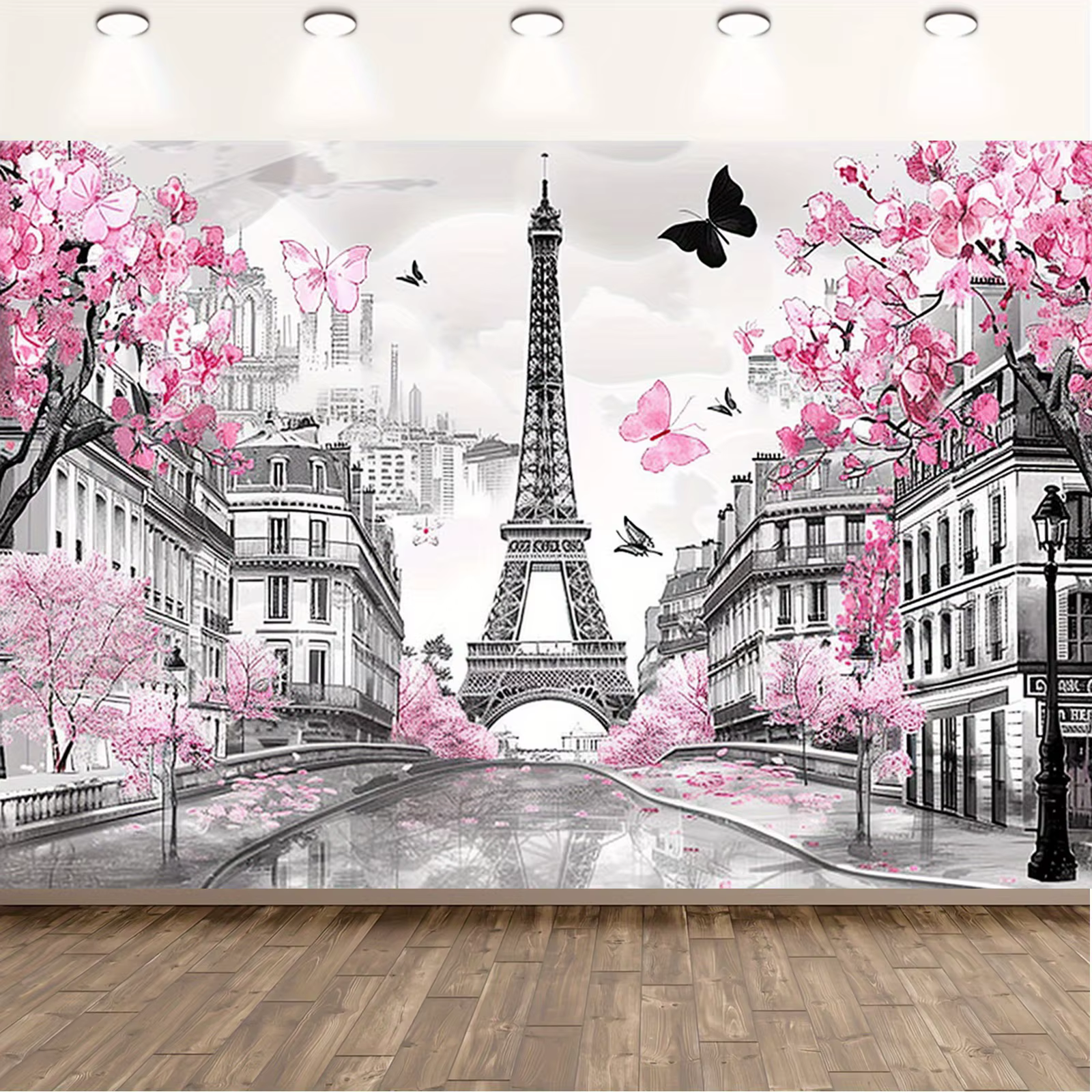 Bannière de fond Paris Tour Eiffel, adaptée au pendaison de crémaillère, anniversaire et diverses fêtes
