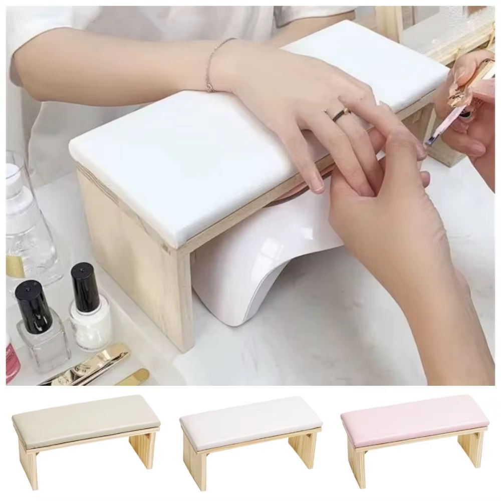 Support de manucure ergonomique antidérapant en bois avec coussin de repose-bras imperméable et confortable pour nail art