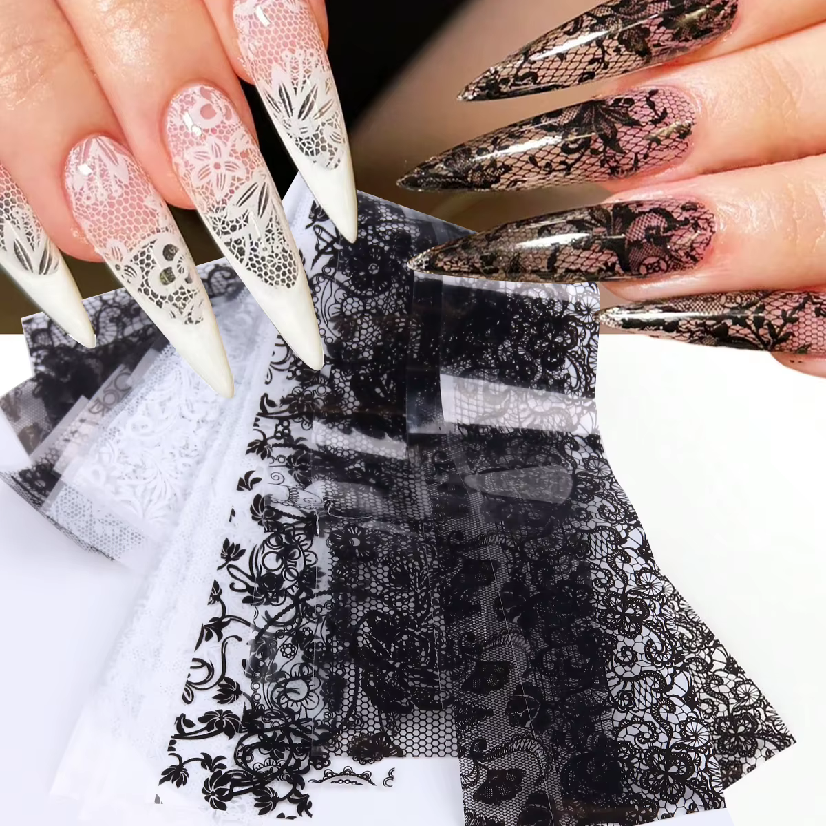Feuilles d'autocollants pour ongles en dentelle