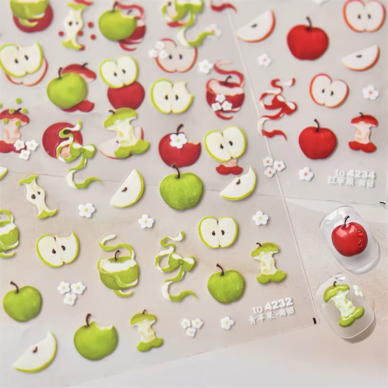 Autocollants pour ongles en gelée de fruits mignons 5D