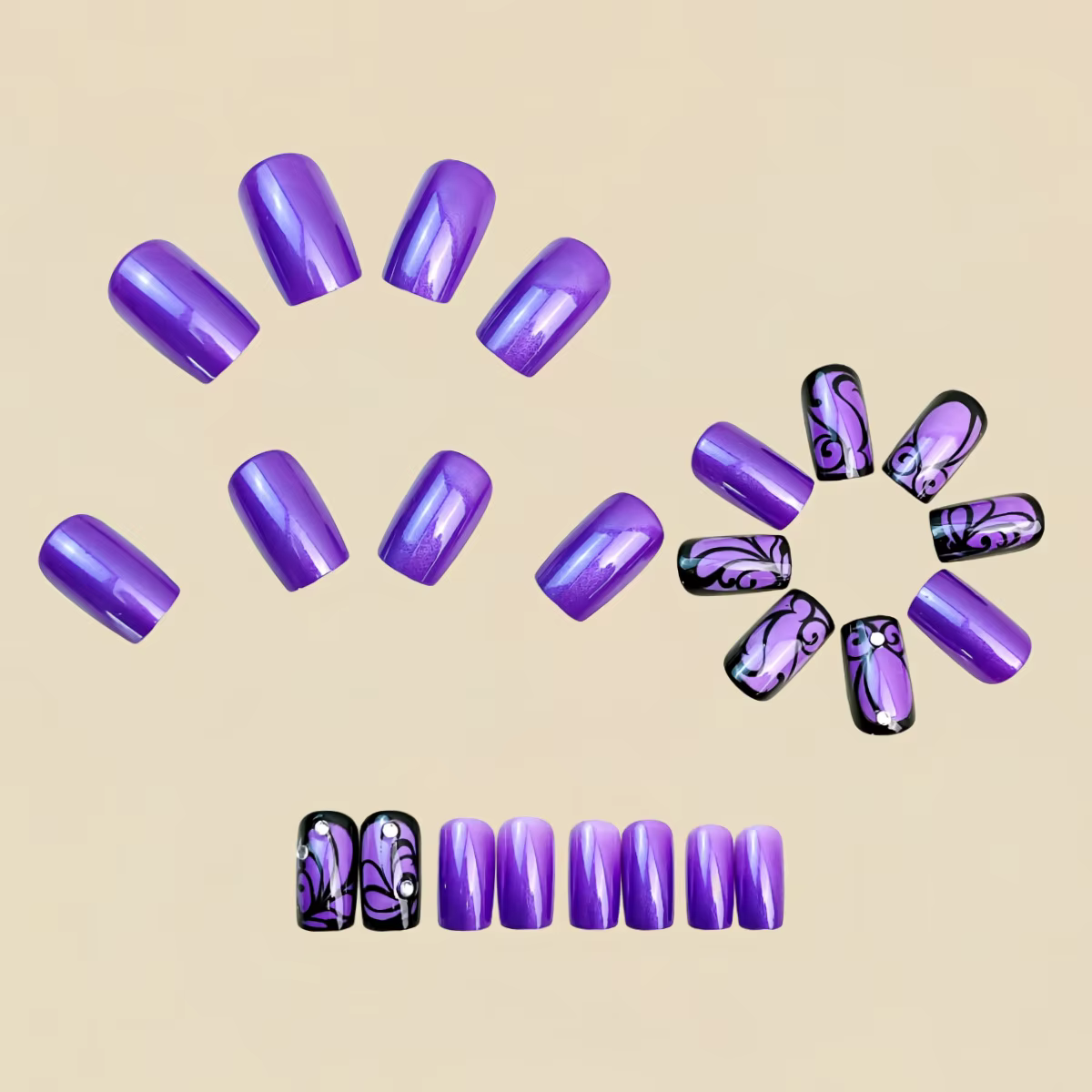 Faux ongles carrés moyens pour femmes et filles