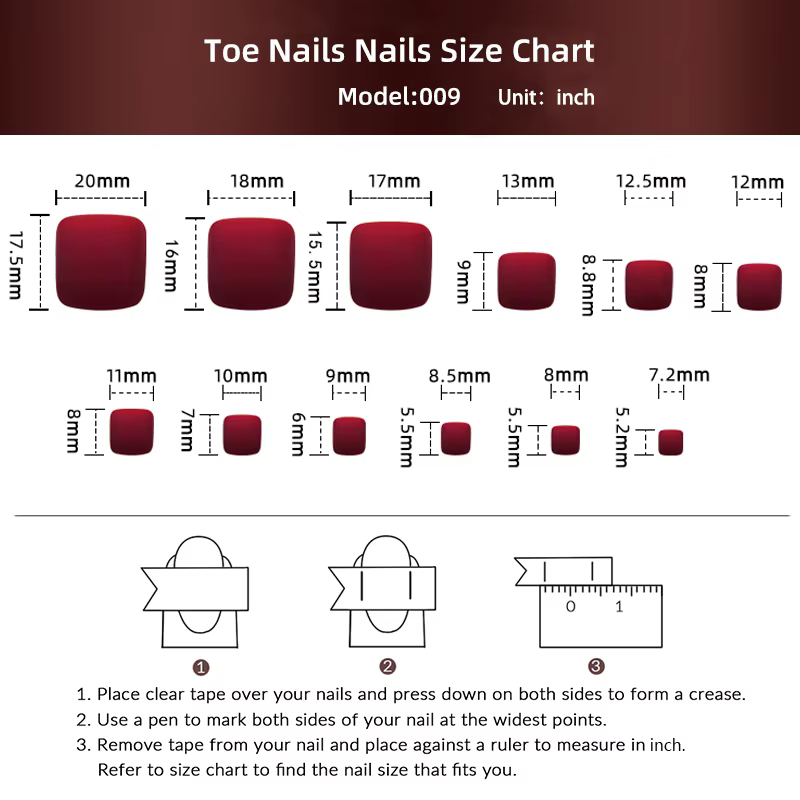 24 pièces ongles à bout brillant rouge paillettes faux