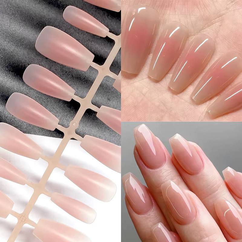 30 pièces couleur nue faux ongles mode presse sur Extension rapide mat portable