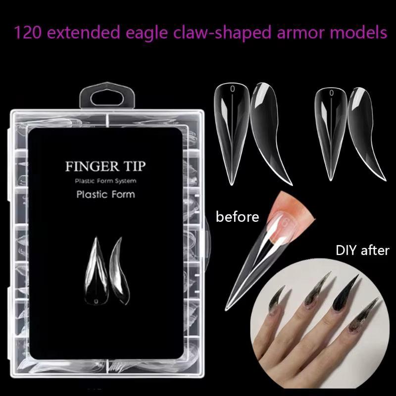 140 pièces/boîte – Moule à ongles courbé court type stiletto
