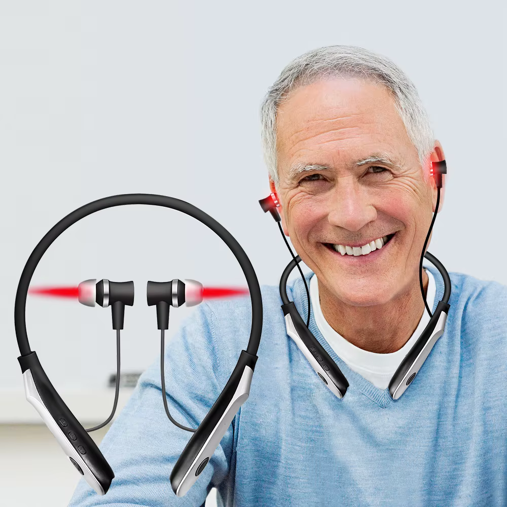 Appareil de soin à la lumière rouge 650 nm 2-en-1 portable pour le confort nasal et auriculaire, rechargeable, améliore le sommeil, physiothérapie LLLT, appareil pour l'acouphénie