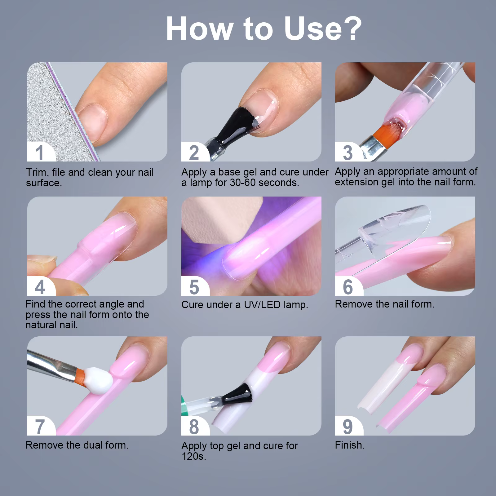 150 pièces/boîte – Formes doubles pour ongles français
