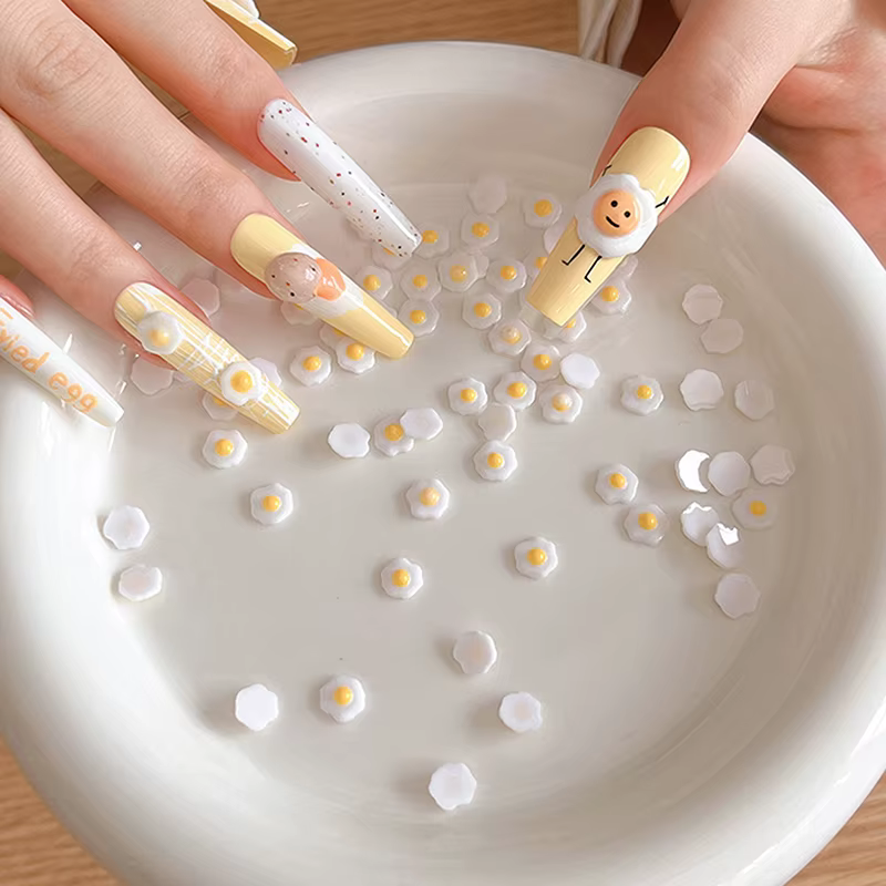 Mini œufs pochés 3D, décorations pour Nail Art