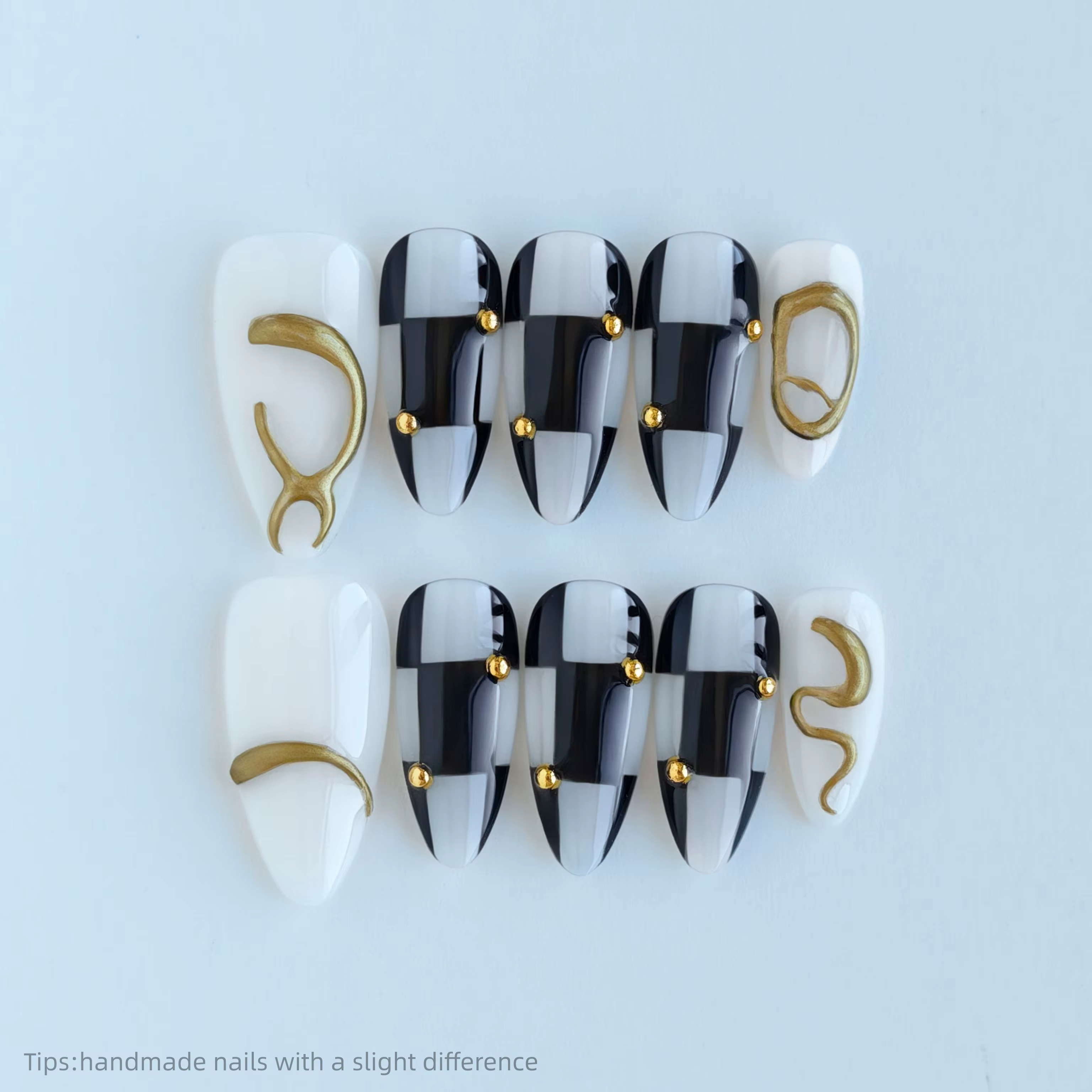 10 faux ongles à presser faits main