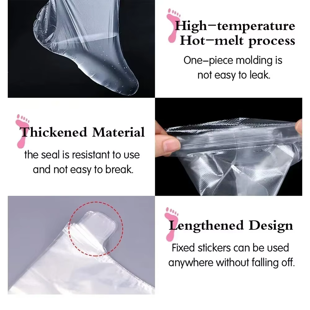 100 couvre-pieds jetables hygiéniques transparents anti-infection pour pédicure