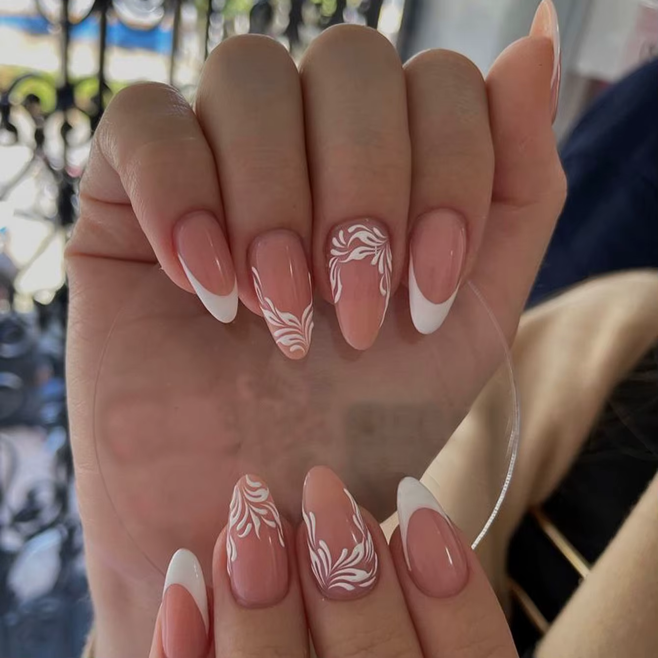 24 ps/ensemble amande inclinée ligne d'or Lotus rose faux ongles artificiel matériel professionnel art