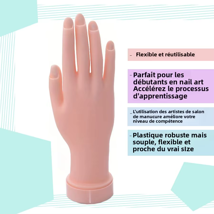 Main d'entraînement souple et flexible pour la pratique de l'art des ongles