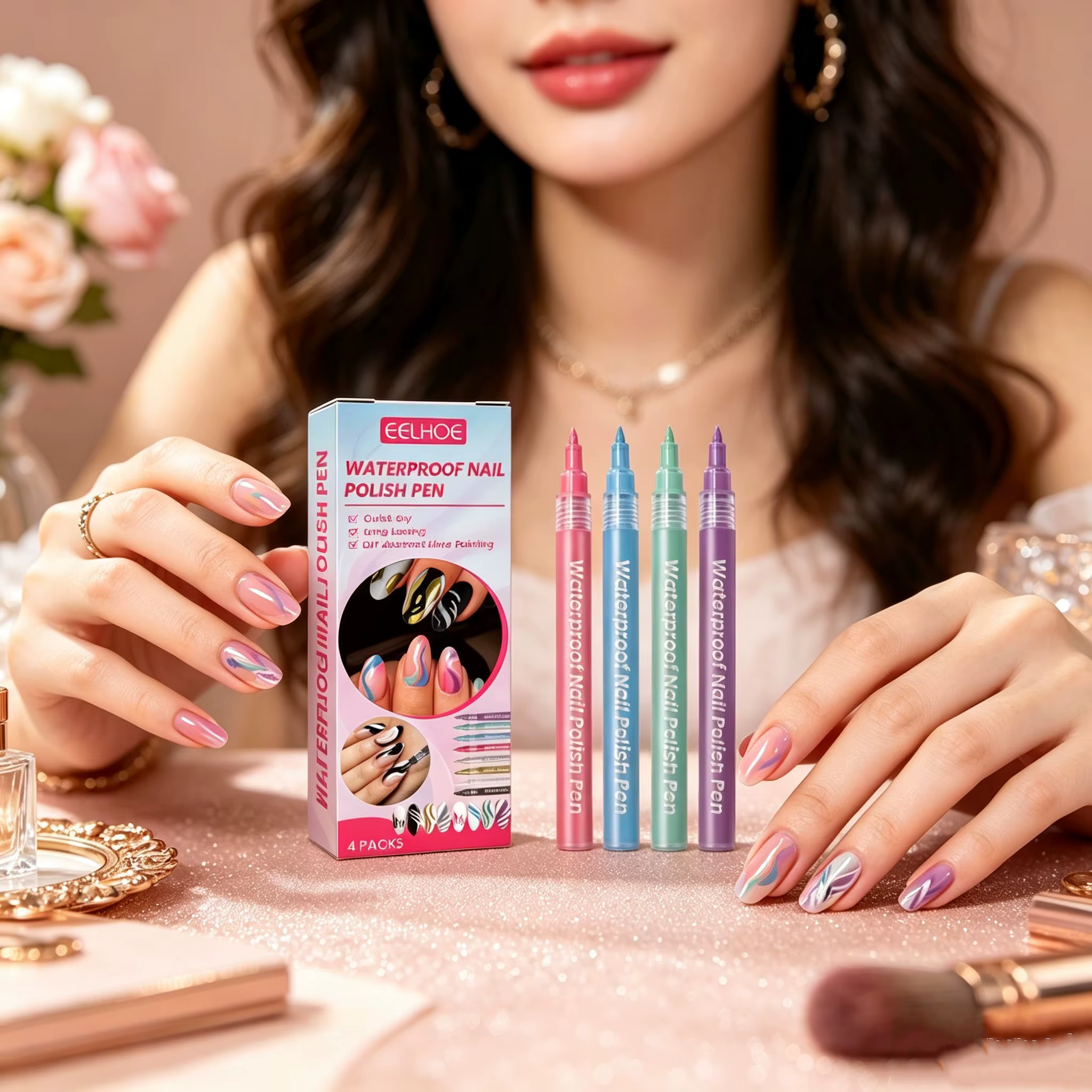 Stylos pour nail art, pour peindre vos ongles, faciles à appliquer, sans lampe, pour enfants, adultes, festivals, fêtes, crayons pour nail art pour femmes et hommes