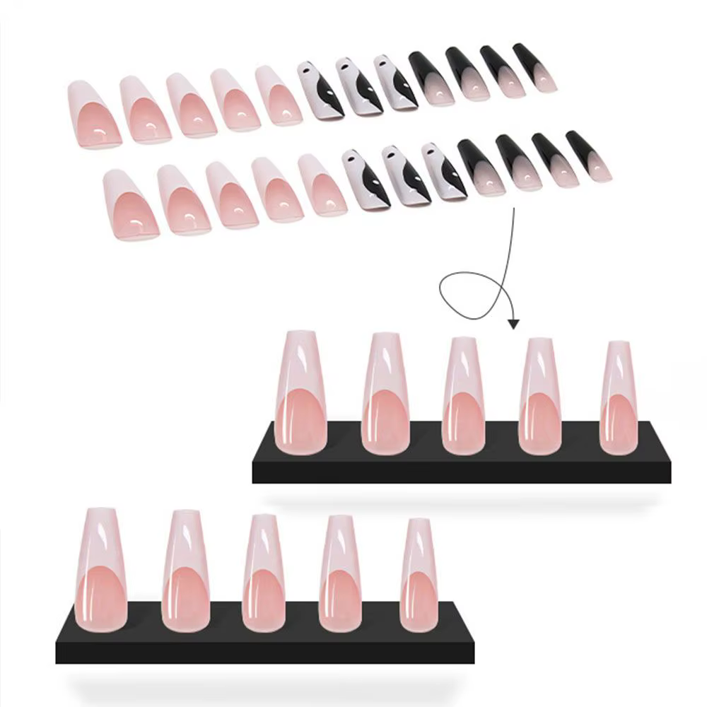 Faux Ongles Longs en Forme de Cercueil pour Manucure