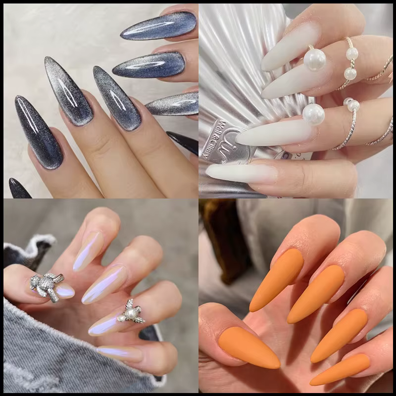 100 pièces pointues construction de Gel rapide faux ongles conseils moule forme acrylique système d'extension