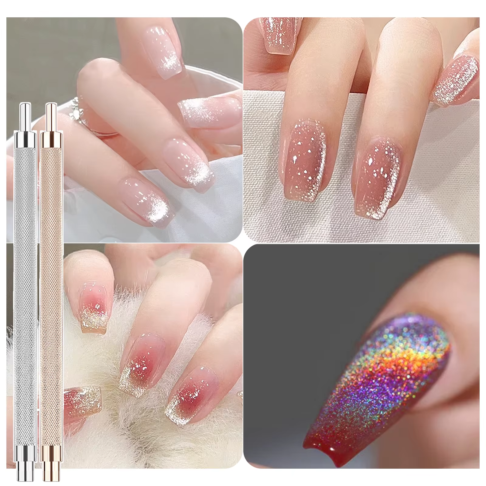 Aimants pour Nail Art, or et argent