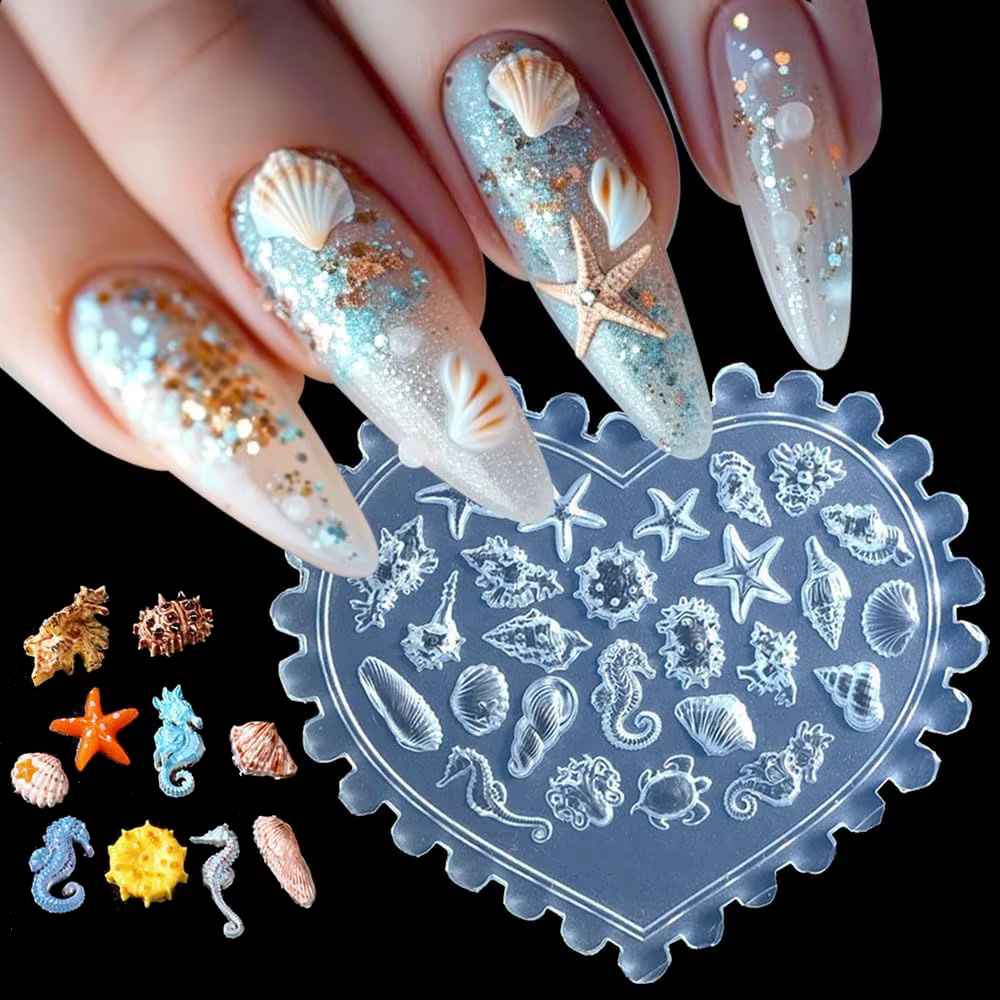 Moule à ongles en silicone Océan d'été