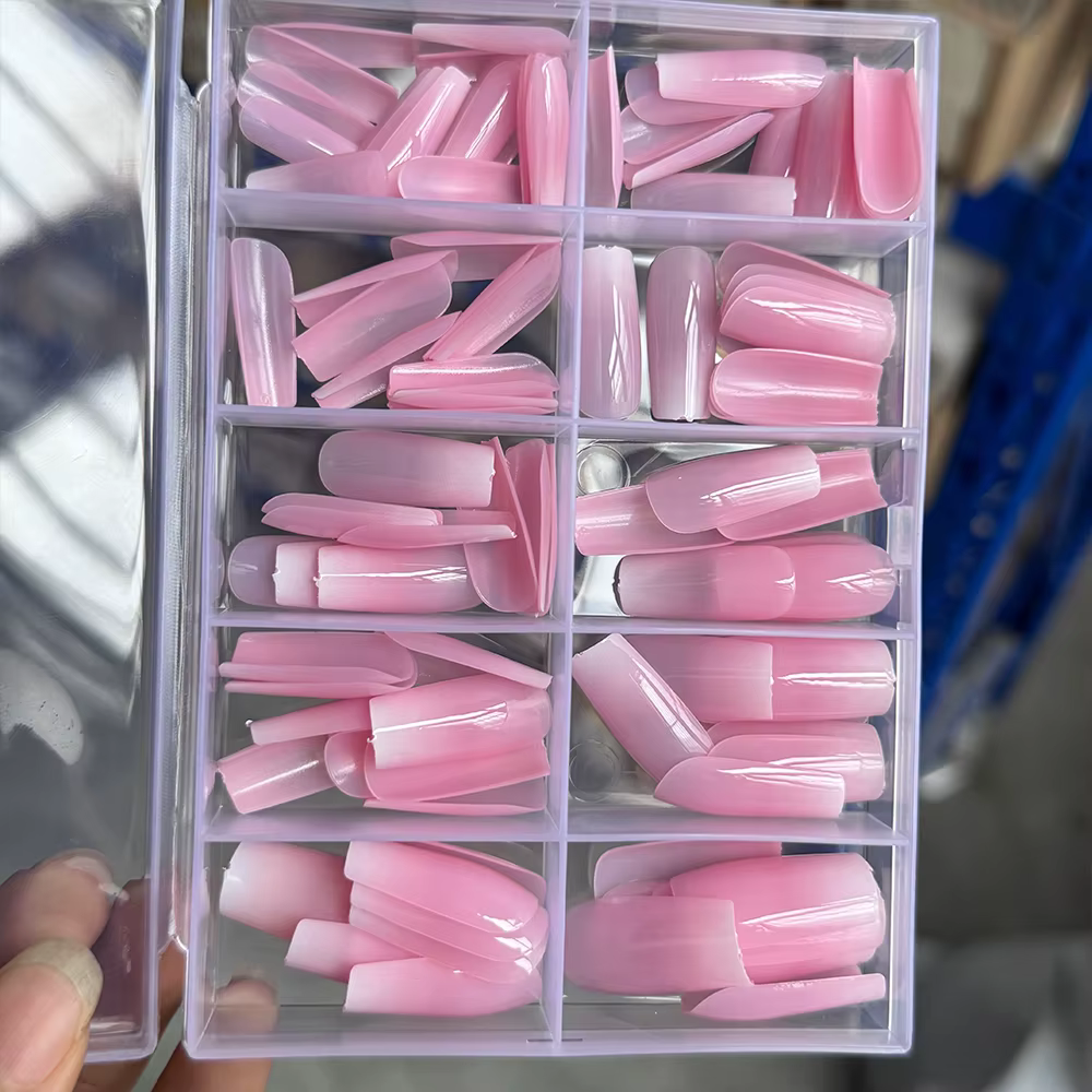 120 faux ongles de ballet ombrés roses de longueur moyenne